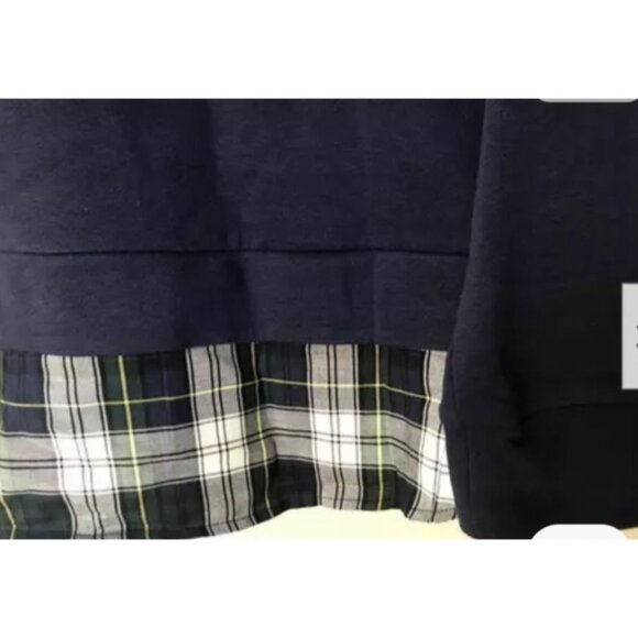 Izod Women's Navy Plaid Accent Sweater With Bow Detail Size M Cotton Blend Comfy - Picture 5 of 16
